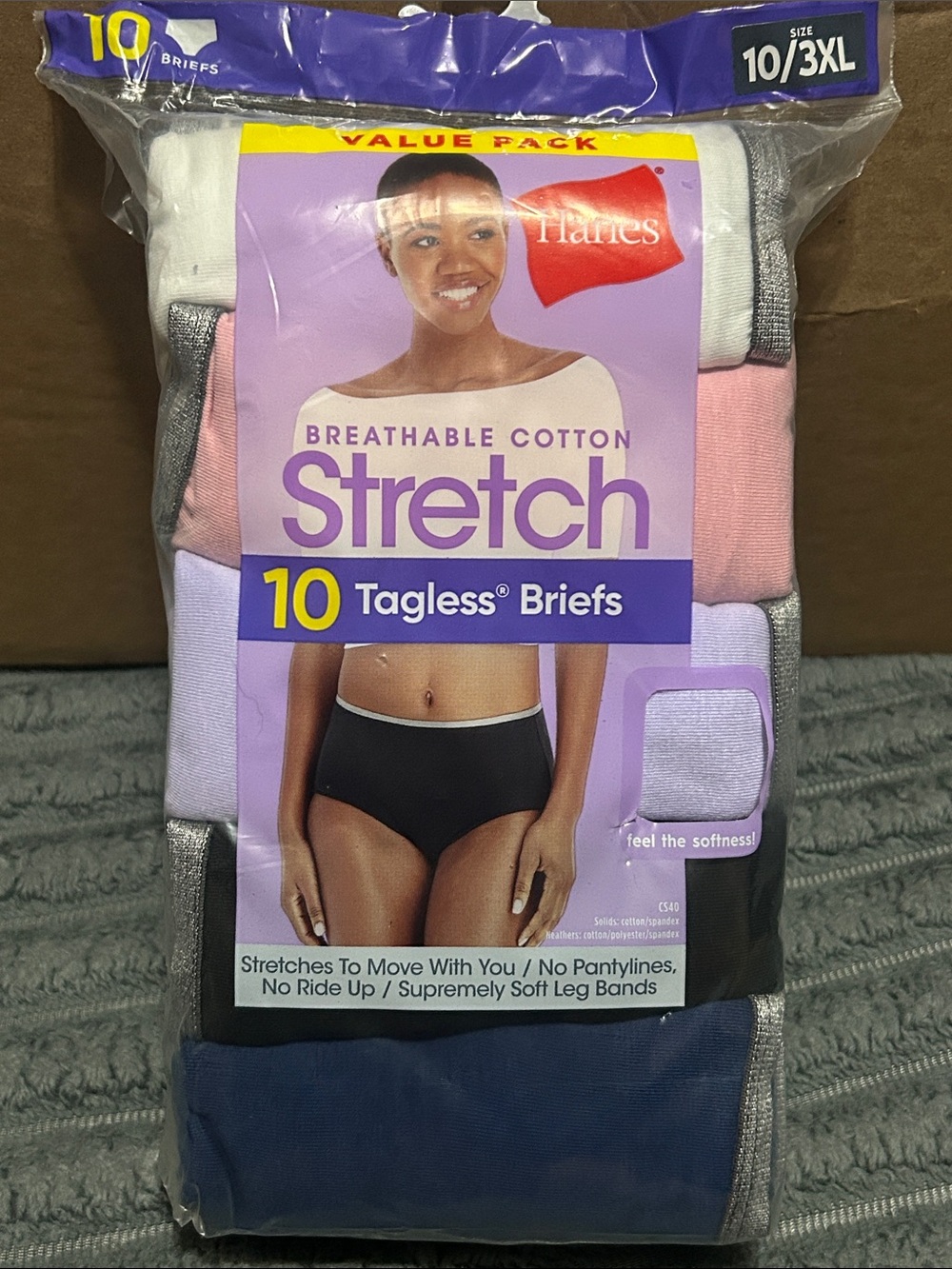 New*Hanes Tagless Breathable Stretch Briefs (10pk) women’s 3x